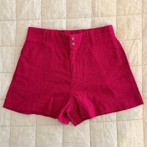 Zara - Size 8 - Fuchsia Linen Shorts with Double-Button Front - Brand new!